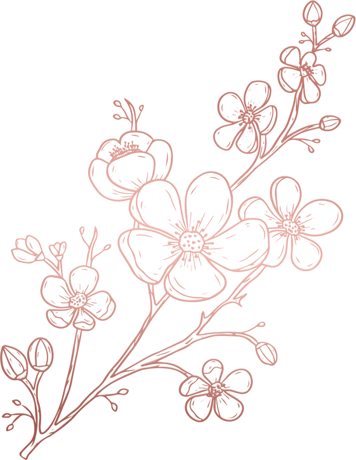 Metallic Monoline Rose Gold Cherry Blossom Branch